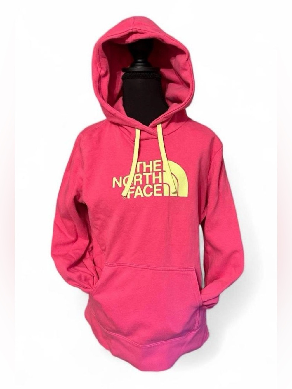 The North Face Hot Pink Hoodie with Yellow Logo